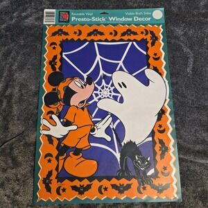 Vintage Eureka Disney Large Halloween Window Cling Mickey Ghost Scaredy Cat